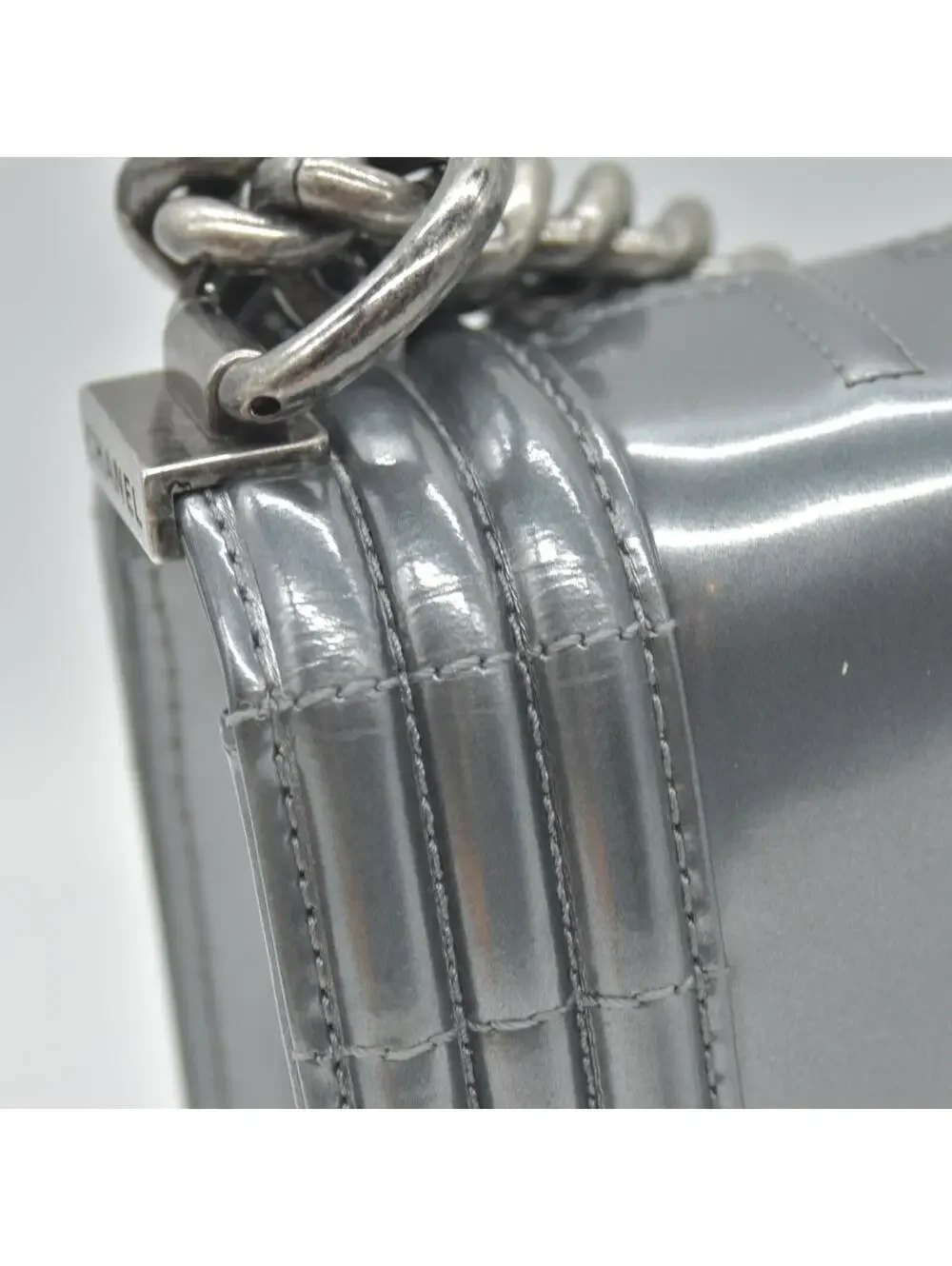 2012 Chanel Medium Boy Electric Patent Leather Logo CC Flap